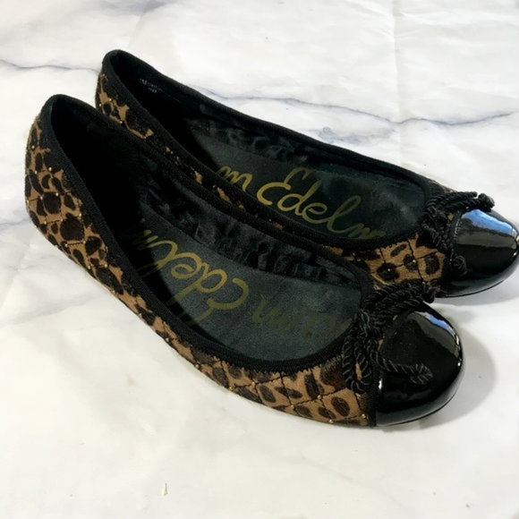 Sam Edelman Calypso Leopard Print Bow Ballet Flats - Picture 1 of 6